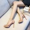 Обнаженные однословные сандалии женские летние новые светские львицы сексуальный темперамент тонкий каблук водонепроницаемая платформа красноподошвенные туфли на высоком каблуке