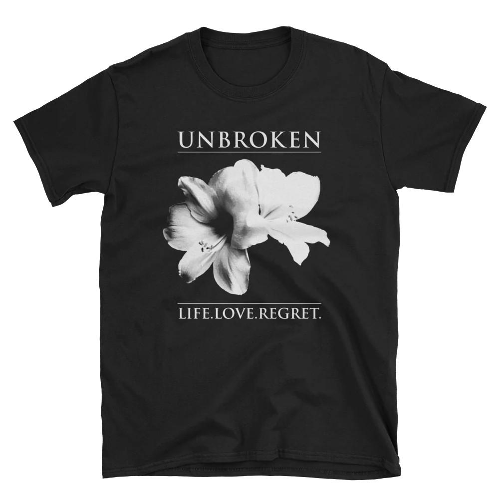 Vtg UNBROKEN Life Love Flower Cotton Black Full Size Unisex Shirt J607 Unisex T-Shirt