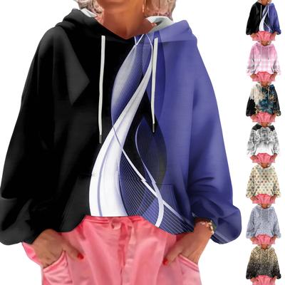 Женский худи свободного кроя с цветочным принтом и длинными рукавами