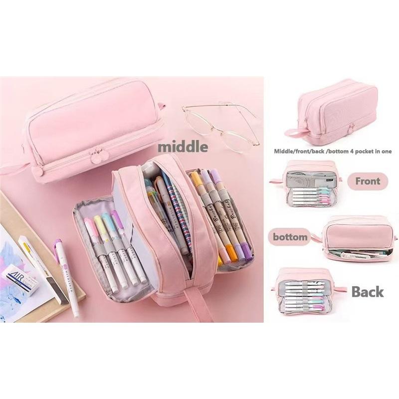 Portable Pen Bag With Large Capacity Pen Holder, Children's Multi-functional Pencil Case