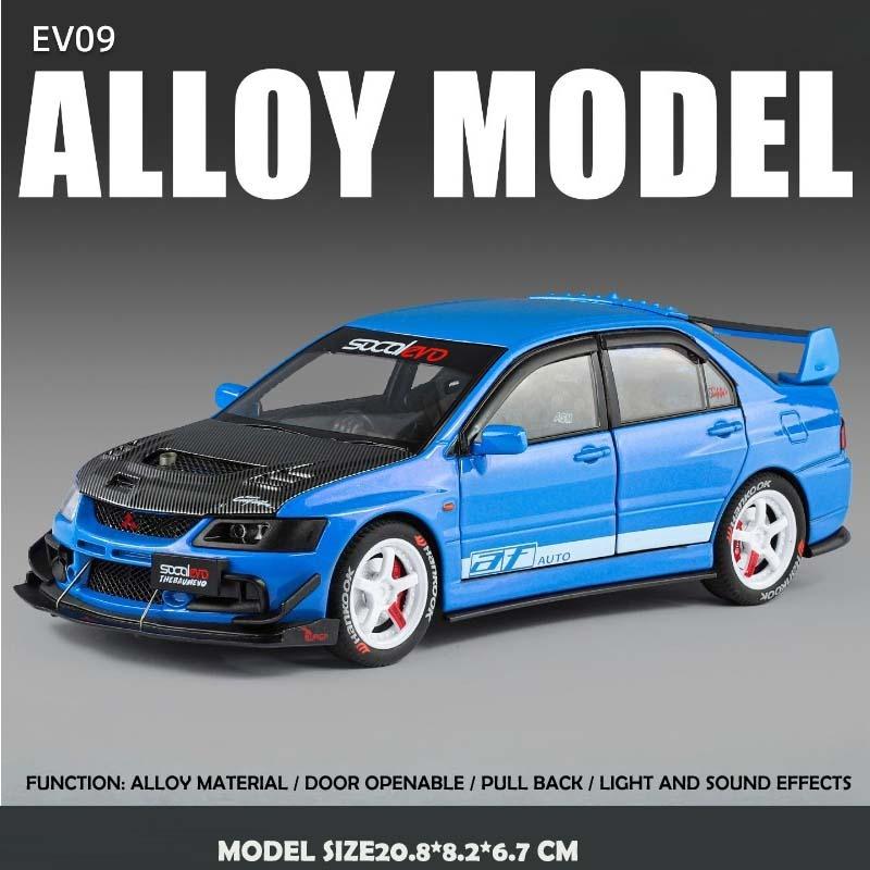 Officially Licensed 1:24 Mitsubishi EVO9 Modified Die-Cast Car Model with Pull-Back Sound and Light Collection Miniature Voiture