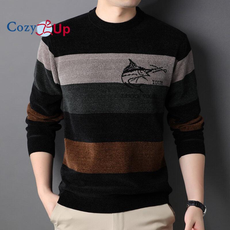 Cozy Up Модные полосатые пуловеры, вязаный свитер, мужская одежда, толстые зимние теплые свитера, мужская одежда, рождественские кофты