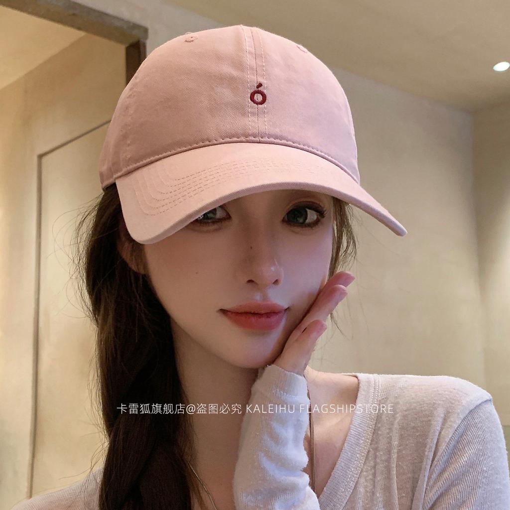Pink letter baseball cap for women, large head circumference, soft top, wide brim, suitable for larger faces