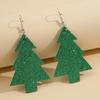 European and American Christmas Lychee Pattern Leather Earrings – Double-Sided PU Christmas Tree Dangle Earrings.