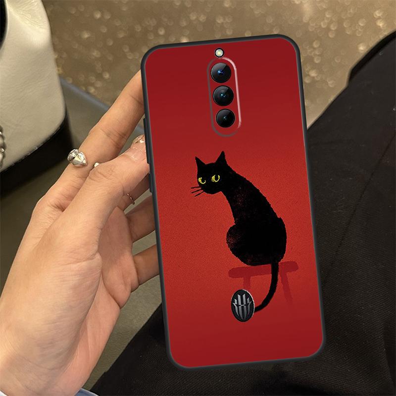 Черный Кошачий Лицо Китти Чехол Для ZTE Nubia RedMagic 6 7 6S 7S Pro 5G 6R RedMagic 10 Air 9 8 8S 9S 10S Pro Plus Обложка