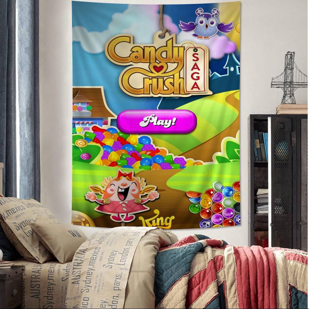 CCandy CCrush SSaga Cartoon Tapestry Art Science Fiction Room Home Decor Art Home Decor