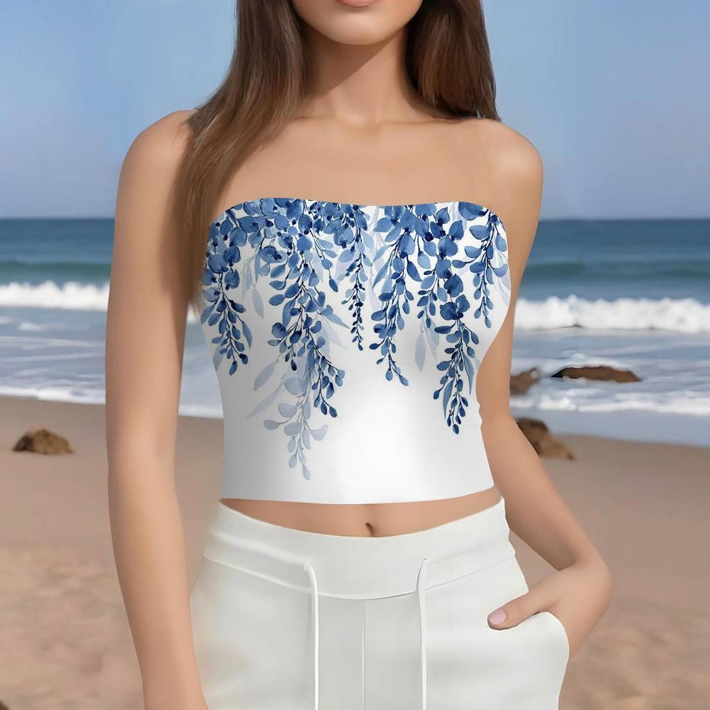 Crop Tops For Women Sexy Cami Tank Summer Tube Sleeveless Printed Camisole Shirt Vest