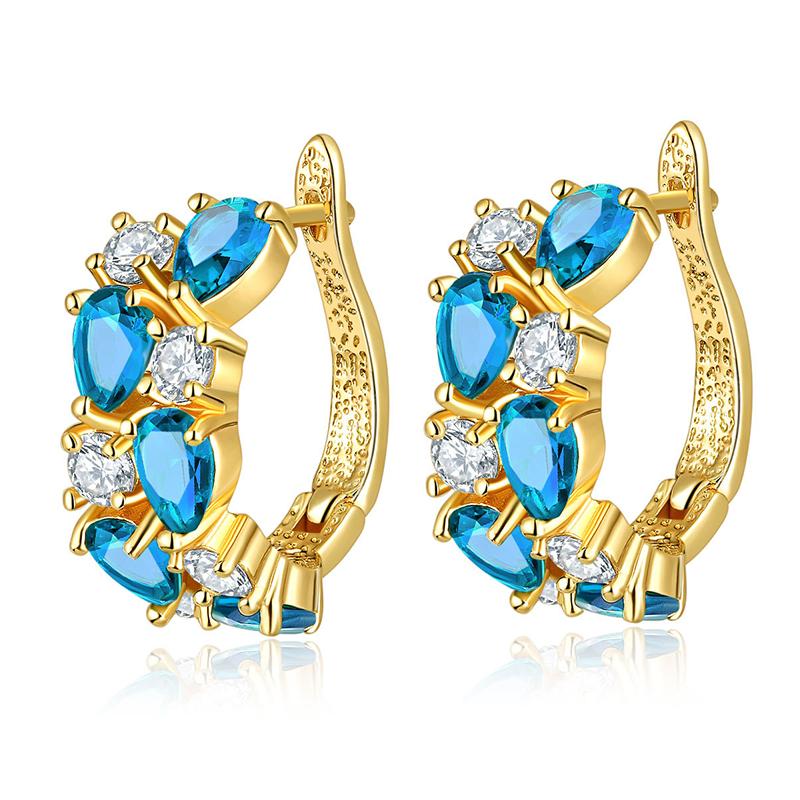 Серьги для женщин Ювелирные изделия Позолота 14K Pendientes Модные Круглые Кольца Прозрачная Мозаика Цирконий CZ Пусеты Серьга-гвоздик Ювелирное изделие