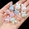 UV Plated Rabbit Head Loose Beads 5pcs Creative Beaded Material Back Hole Fine Flash Bracelet Necklace Jewelry Accessories Beads