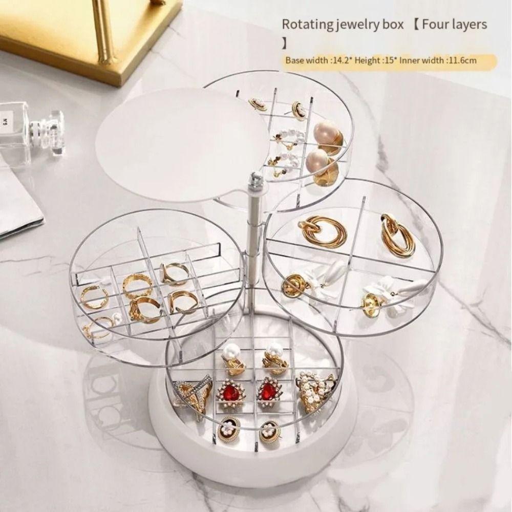 Вращающаяся на 360 градусов вращающаяся шкатулка для украшений 4-5 слоев акриловый держатель для сережек бытовой