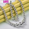 925 Sterling Silver 6 8 10 12mm Smooth Bead Ball Chain Bracelet Necklace Jewelry