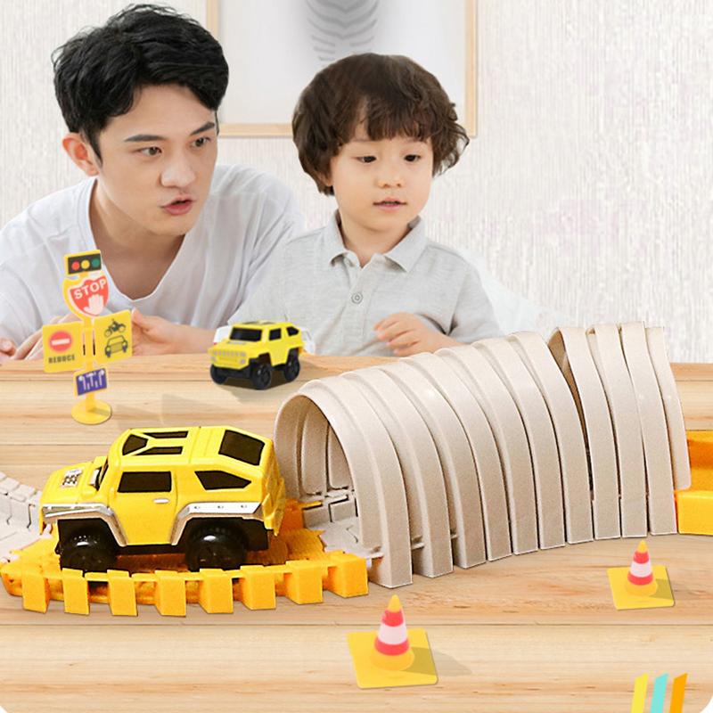 333pcs DIY Educational Toys Mini Car and Train Track Sets Children's Railway  Racing Vehicle Models Flexible Track Game Brain