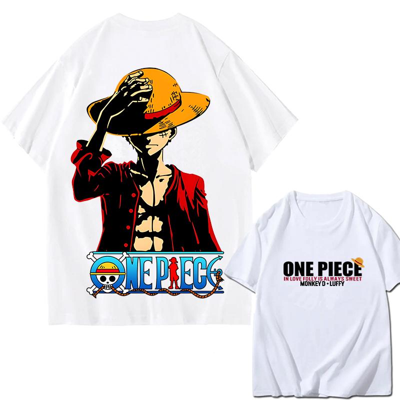ONE PIECE Зоро Луффи Gear 5 Печатная Свободная Хлопковая Футболка с Коротким Рукавом Летний Стиль Чистый Хлопок Унисекс Одежда для Родителей и Детей
