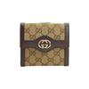 Серебряная этикетка Логотип Double G Холст и Кожа Короткий Складной Кошелек Женский кошелек Эбеновое дерево Темно-коричневый 334457-FAFXG-9643