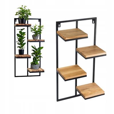 Hanging Flower Stand Metal Wood Loft Black Lens 38.5x20x79.5cm