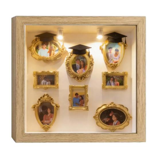 Набор «Сделай сам» Мини-музей: коробка-силуэт со светом, фоторамки «Мини-музей» с выпускными шапочками, витрина для воспоминаний для выпускников
