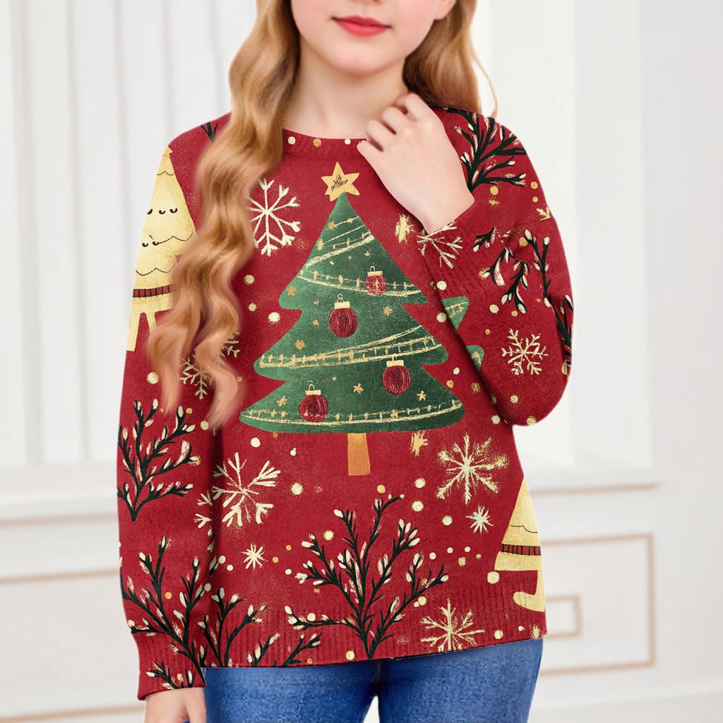 Christmas Day Sweatshirts For Children Boys And Girls Knit Sweater Cute Shirt Fall Crewneck Pullover Tops