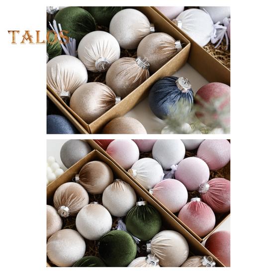 15 Pcs Velvet Christmas Balls Shatterproof Flocked Xmas Tree Hanging Ball Ornaments Festive Home Party Baubles for Christmas Wedding