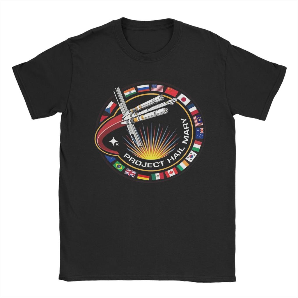 Unisex Project Hail Mary Mission Patch With Countries T Shirt 100 Cotton Clothes Vintage Short Sleeve Neck Tees Graphic TShirts
