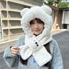 Cartoon 2 in 1 Plush Scarf Warm Winter Neckerchief Cute Bear Ear Hat  Ski