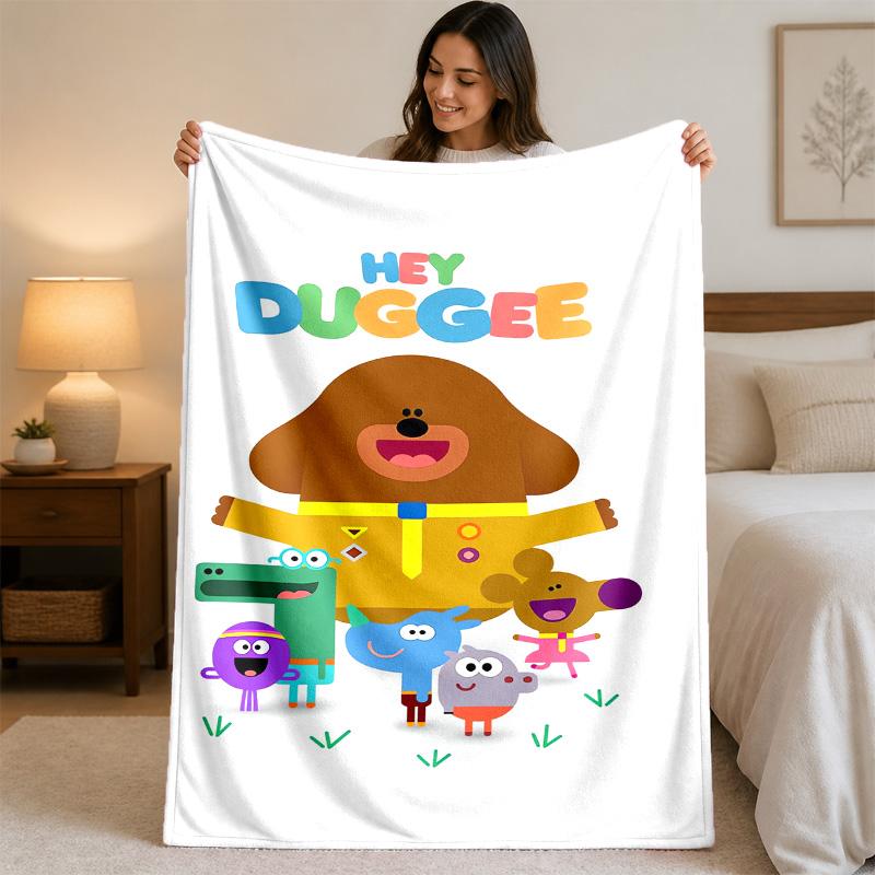 Hey Duggee Print Flannel Blanket Cozy Warm Plush Throw Blanket For Bed Sofa Couch Indoor Household Use