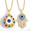 Alloy Fatima Hand Necklace Turkey Blue Eye Diamond Jewelry Sweater Chain