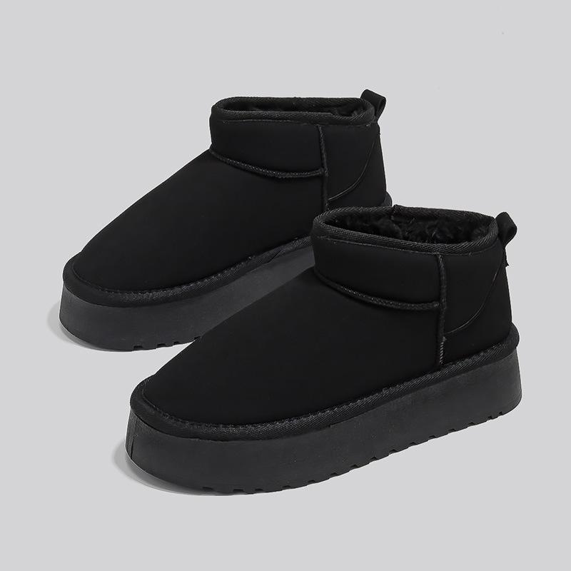 Зимние новые женские сноубутсы средней высоты, бархатные утепленные с хлопком, универсальные термоботинки на толстой подошве, короткие ботинки G9902