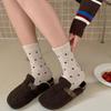 Female Autumn and Winter Thickened Warm Polka Dot Lovely Lace Wool Drum Pile Socks