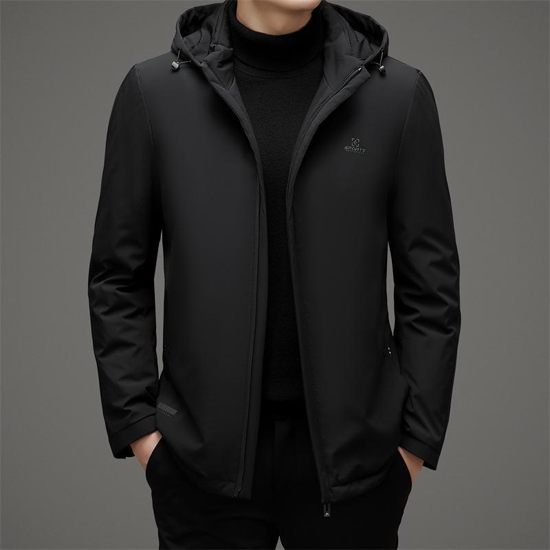 Белая утиная пуховая куртка мужская средней длины, утолщенная и теплая, съемная, для пап среднего возраста, зимняя куртка