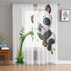 Милые детские бамбуковые прозрачные шторы с изображением панды для спальни, гостиной, тюлевые шторы для кухни, оконные вуали, шторы