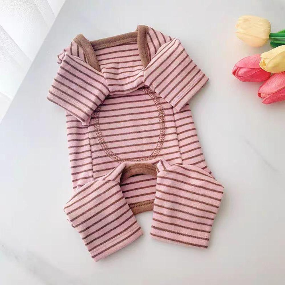 Soft Dog Jumpsuit Elastic Dog Home Clothing Pet Sleepwear Striped Dog Base Shirt  Belly Protection