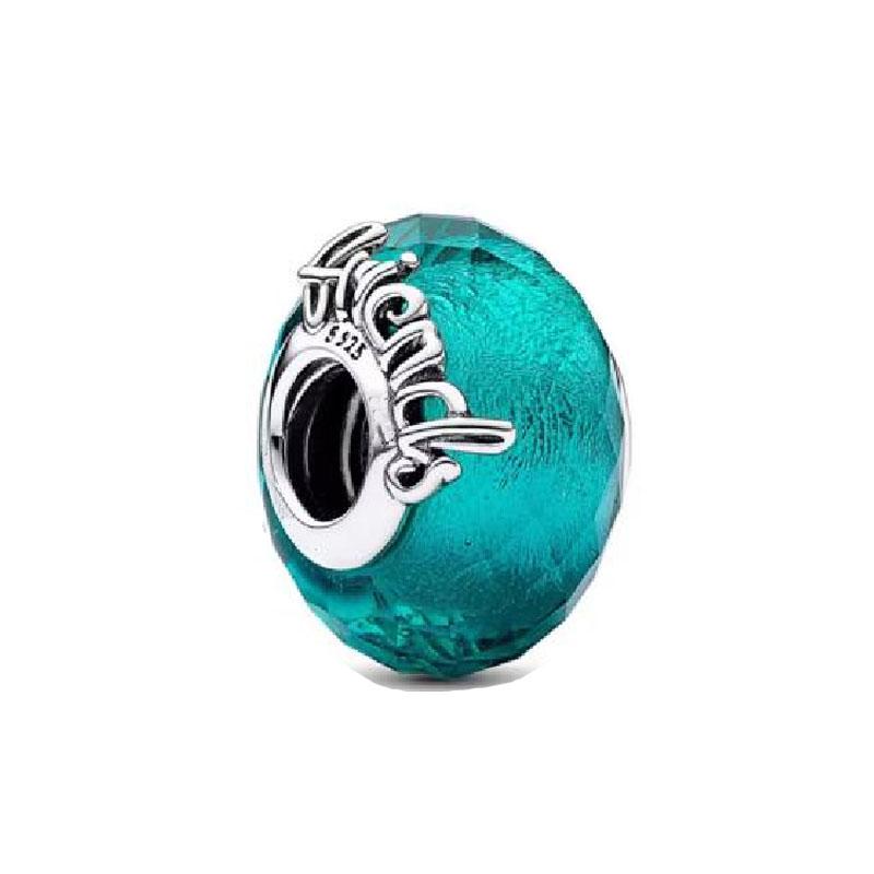 New S925 Sterling Silver Plated Pink Red Green Blue Murano Glass Bead Charm Fit Original Bracelet DIY Jewelry For Girl