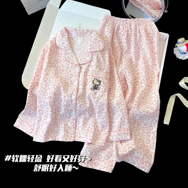 Детский хлопковый пижамный комплект с мультяшными облачками, длинный рукав, одежда для сна, домашняя одежда для детей