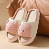 Складные ушки розовые свиньи набитые хлопковые женские туфли женские тапочки мультфильм домашняя уличная домашняя толстая льняная тапочки четыре сезона хлопковые льняные тапочки