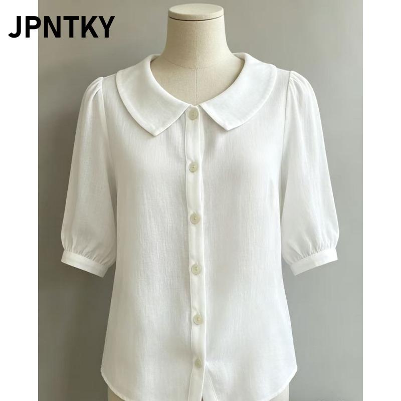 Женские модные повседневные блузки и рубашки JPNTKY с коротким рукавом и воротником-поло