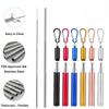Reusable Stainless Steel Metal Telescopic Straw Collapsible Portable Travel Drinking Folding Straw Set with Cleaning Brush Case