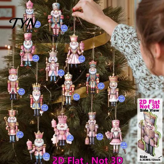 Decorative Hanging Pendants for Holiday Christmas Nutcracker Ornaments Tree, Wooden Soldier Tree Xmas Party Window Decoration, 2D Flat Decor