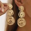 Винтажные многослойные серьги-подвески с геометрическим узором для женщин, дам, в стиле отпуска, темпераментные, металлические серьги-капли, ювелирные изделия