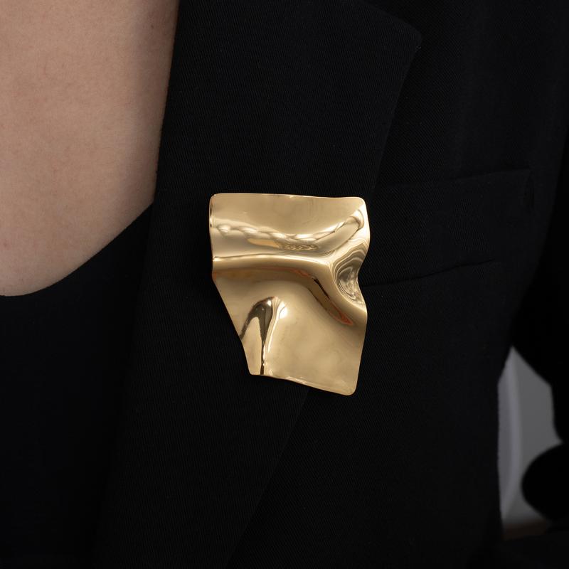 Металлические Геометрические Глянцевые Броши для Женщин Уникальные Изысканные Бутоньерки для Костюма Вечерние Ювелирные Изделия Модный Аксессуар