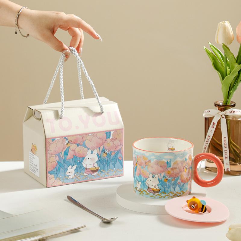 Высокоценная Креативная Кружка Подарок Милая Керамическая Чашка для Воды Сувенир Подарочная Коробка Кружка Тигр Заяц Подарок на Мероприятие Подарок