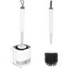 New Square Hanging Wall Mounted Household Bathroom Cleaning Soft TPR Silicone Toilet Brush With Holder Bowl Flat Brush Head Set