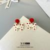 Серьги 'Серебряная игла' с красным бантом в горошек, изысканные милые серьги, маленькие, свежие, с темпераментом, серьги феи