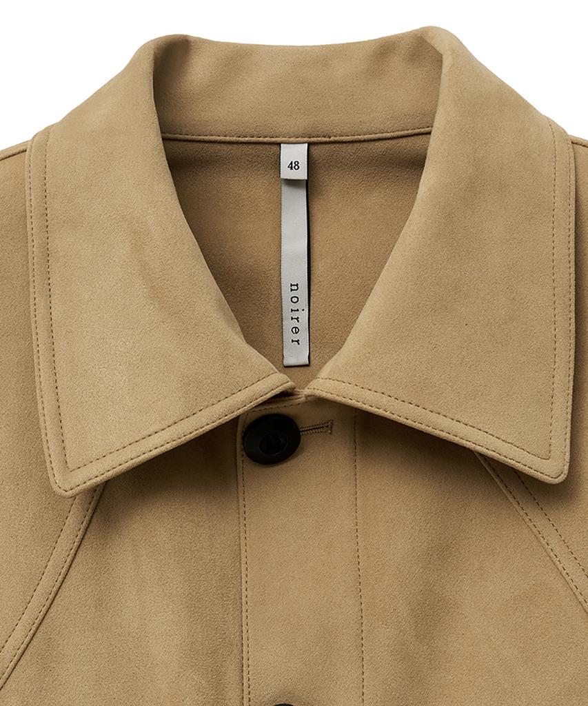 Noirer Western Suede Open Collar Jacket (Mustard)