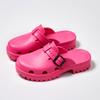 Goosecret New Heels Clogs Street Slides Beach Shoes Leisure Mules Sandals Hole Slides Women Platform Square Heels Modern Slipper