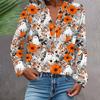 Женская модная и повседневная рубашка с длинным рукавом, V-образным вырезом, на пуговицах, с принтом, блузка, топ