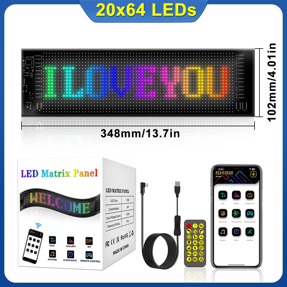 Bluetooth APP Control LED Matrix Panel Night Light DIY Programmable Car Sign Flexible LED Display For Store Hotel Bar