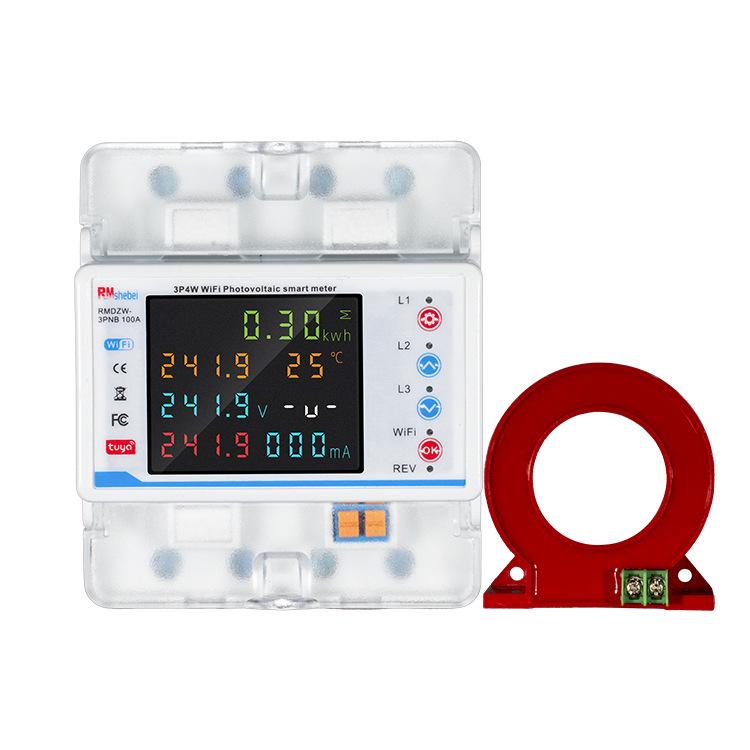 Умный трехфазный WiFi автоматический выключатель Tuya с 4P, цветным экраном, удаленным мобильным управлением и защитой от утечки