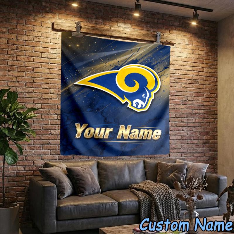 Custom Name Angeles Rams Hanging Tapestry Background Tapestry for Bedroom Living Room Dorm,Home Party Wall Decoration,Fan Gifts