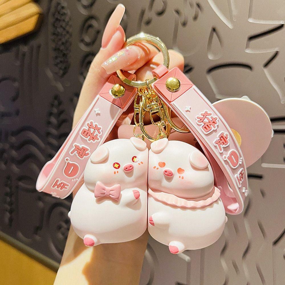 Cute School Bag Pendant Creative Couple KeyChain New Pig Pendant Men Women