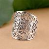 Big Wide Surface Hollow Flowers Vintage Open Rings Silver Carved Facotry Mama Women Ladies Ring